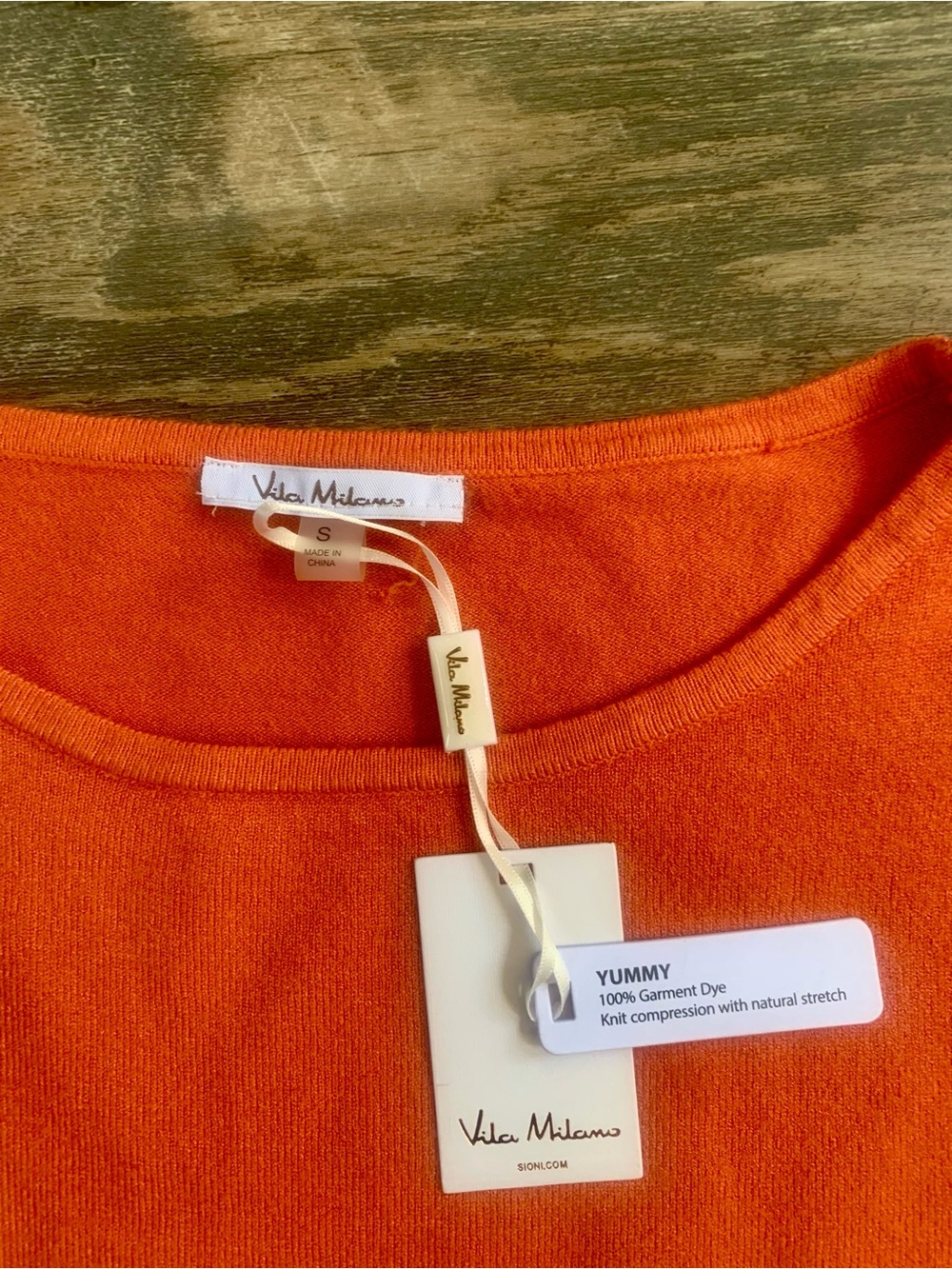Vita Milano Bright Orange Knit Compression Sweater
